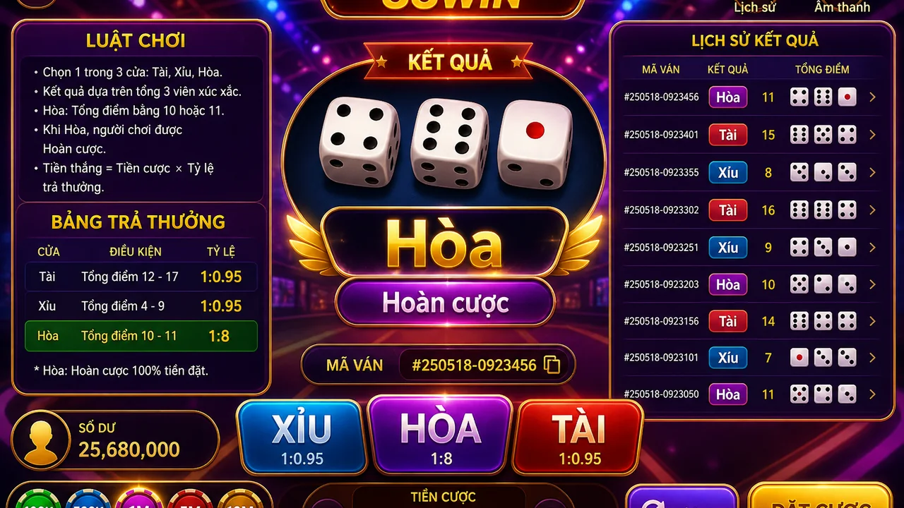 Cẩm nang đọc nhãn hòa trên mobile: kết quả hòa và hoàn cược trong game 33win