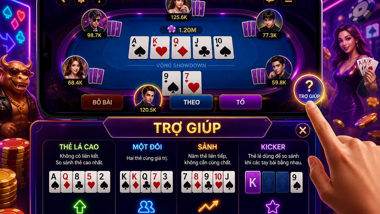 Đọc thứ hạng bài trên màn hình nhỏ: luật xếp hạng bài poker 33win cho người mới dùng điện thoại