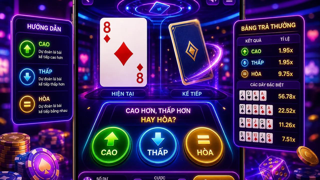 Lật bài trên màn hình nhỏ: luật Hi Lo và cách tính cửa cao thấp 33win trên điện thoại