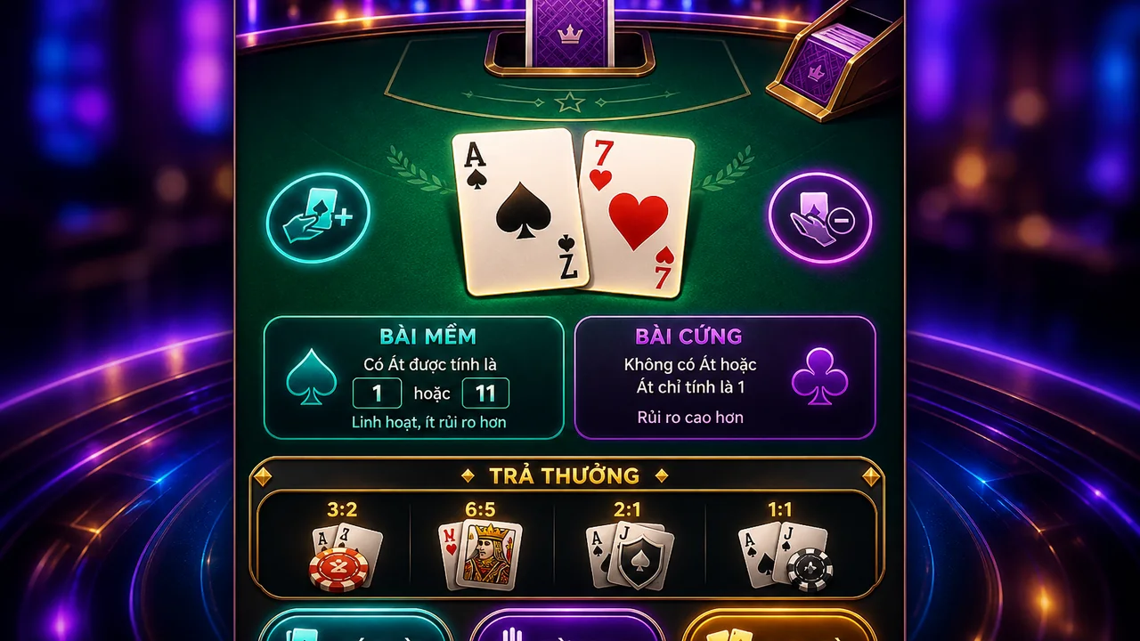 Từ hai lá bài đầu tiên: luật tính điểm Blackjack 33win trên điện thoại cho người mới
