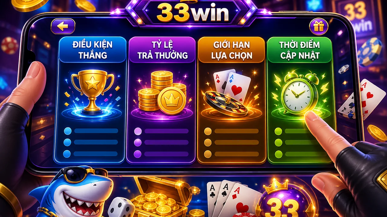 Bảng kiểm trên mobile: cách so sánh tỷ lệ trả thưởng các game 33win
