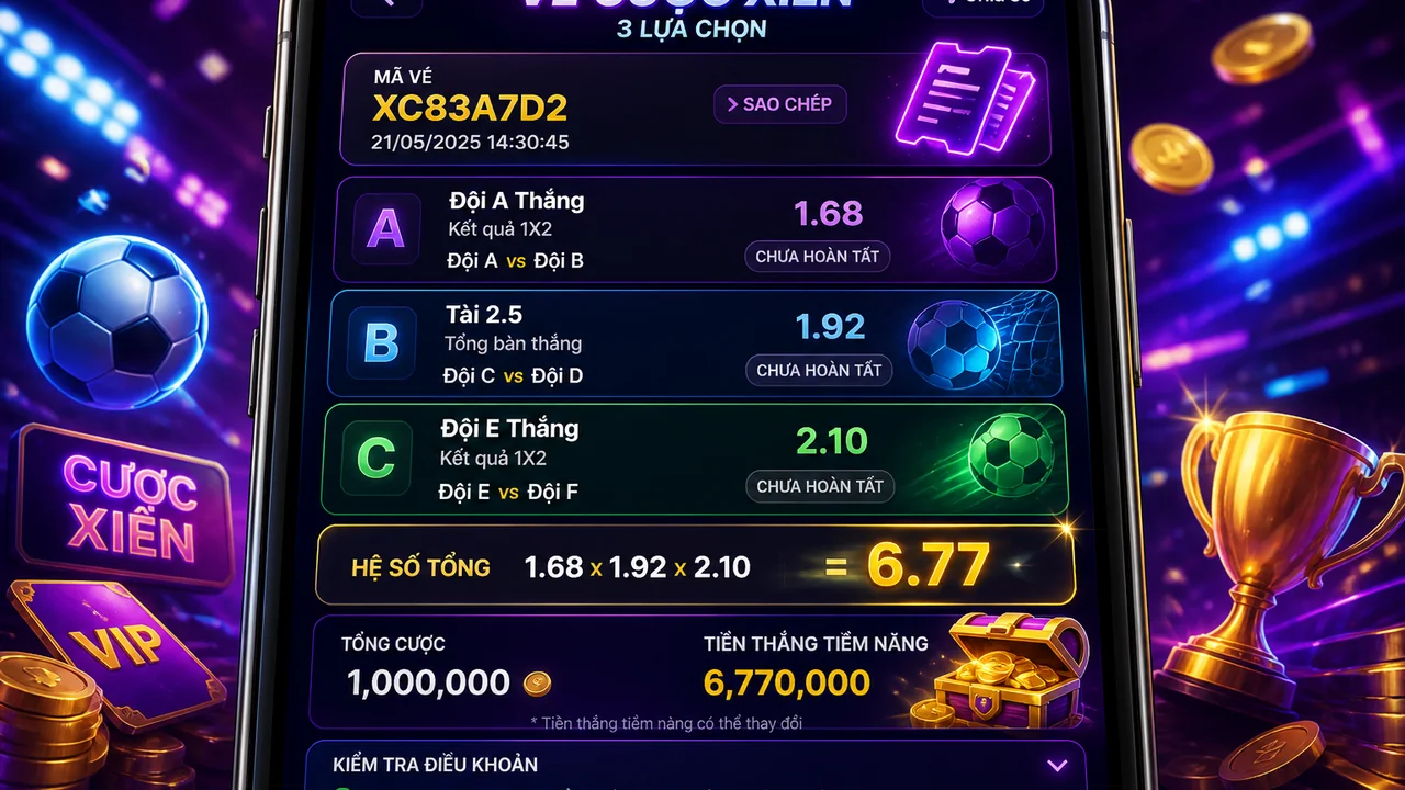 Một vé xiên trên điện thoại: cách tính cược xiên và hệ số kết hợp 33win